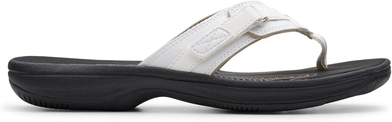 Clarks Womens Breeze Sea Flip-Flop Sandals - Comfortable Flip Flop with Adjustable Hook and Arch Support - Casual Summer Wearing Cloudsteppers for Everyday