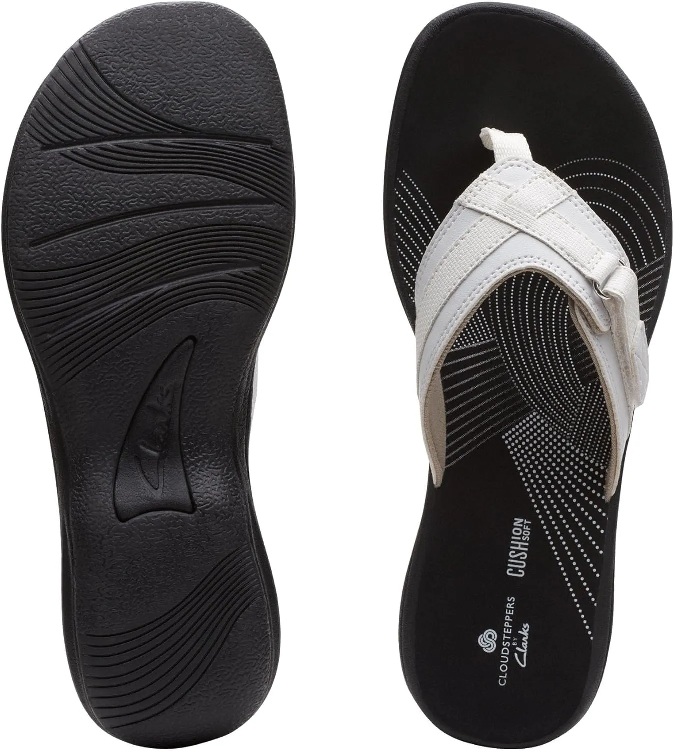 Clarks Womens Breeze Sea Flip-Flop Sandals - Comfortable Flip Flop with Adjustable Hook and Arch Support - Casual Summer Wearing Cloudsteppers for Everyday