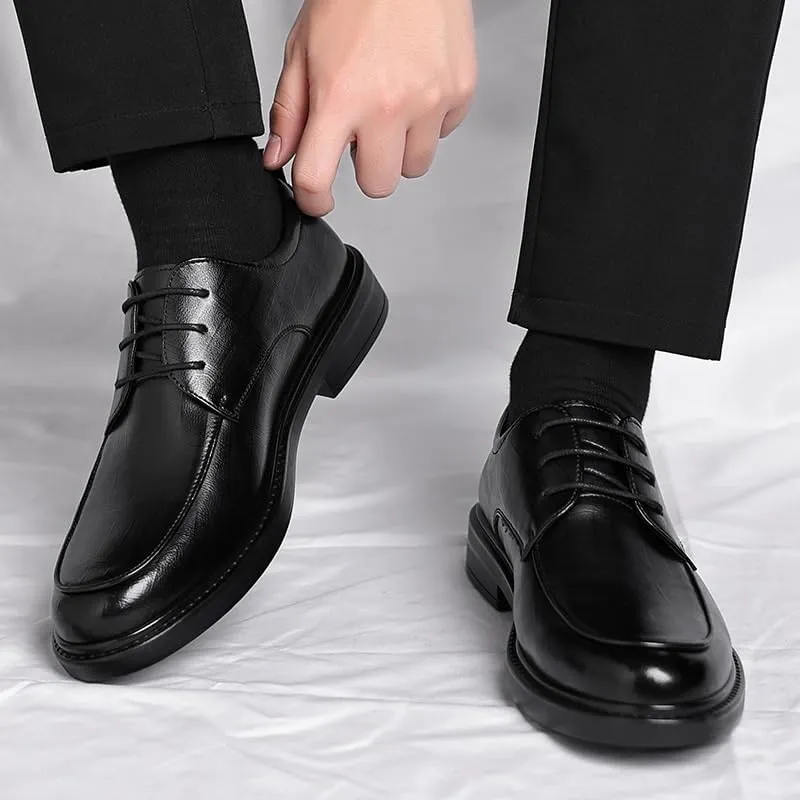 Classic Men's Leather Dress Shoes Modern Formal Lace Up Oxford Shoes for Men Fashion Wingtip Brogue Shoes(7.5)