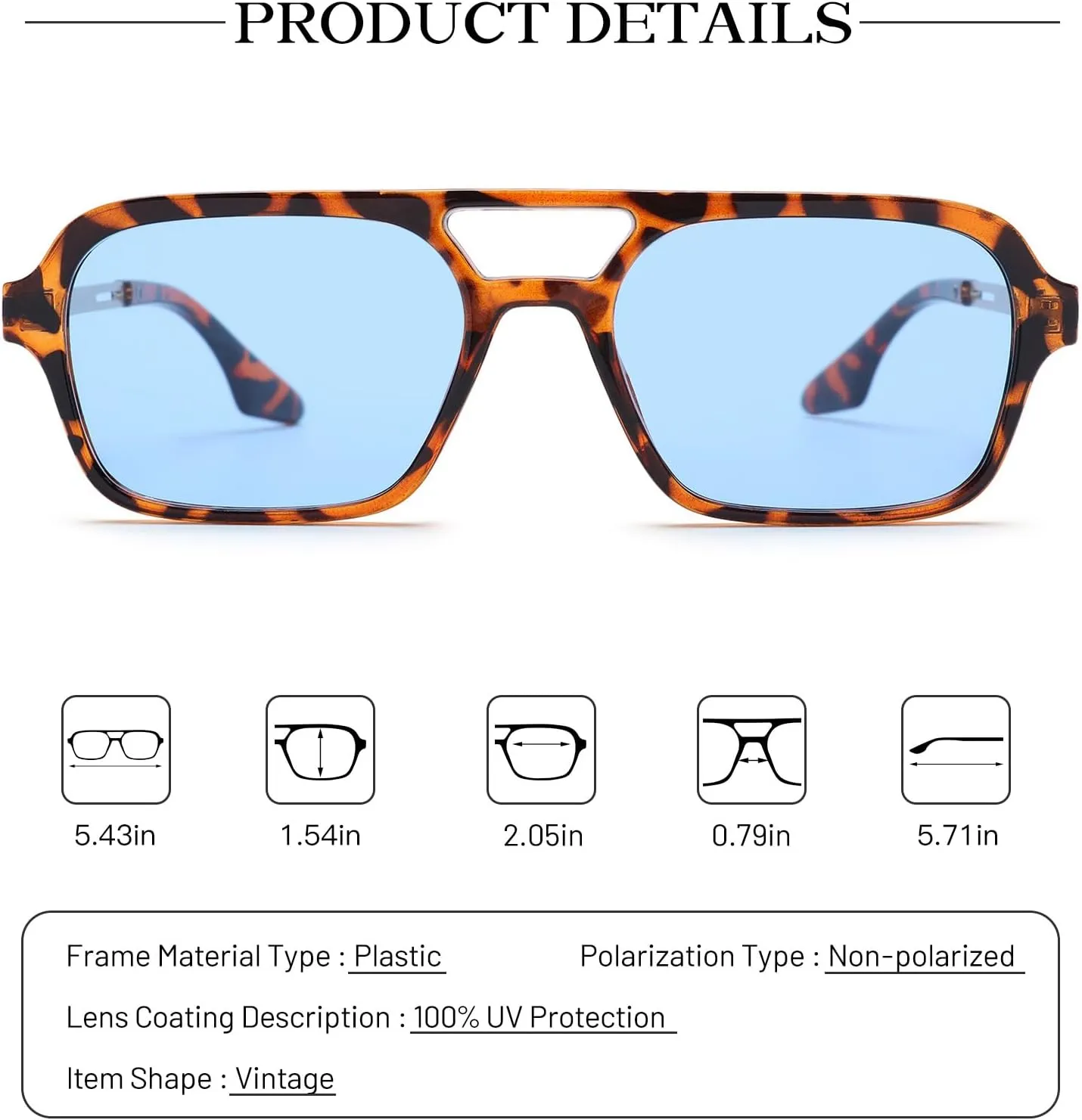 COASION Vintage 70s Flat Aviator Small Frame Sunglasses for Women Men Square Metal Design UV400 Protection Shades