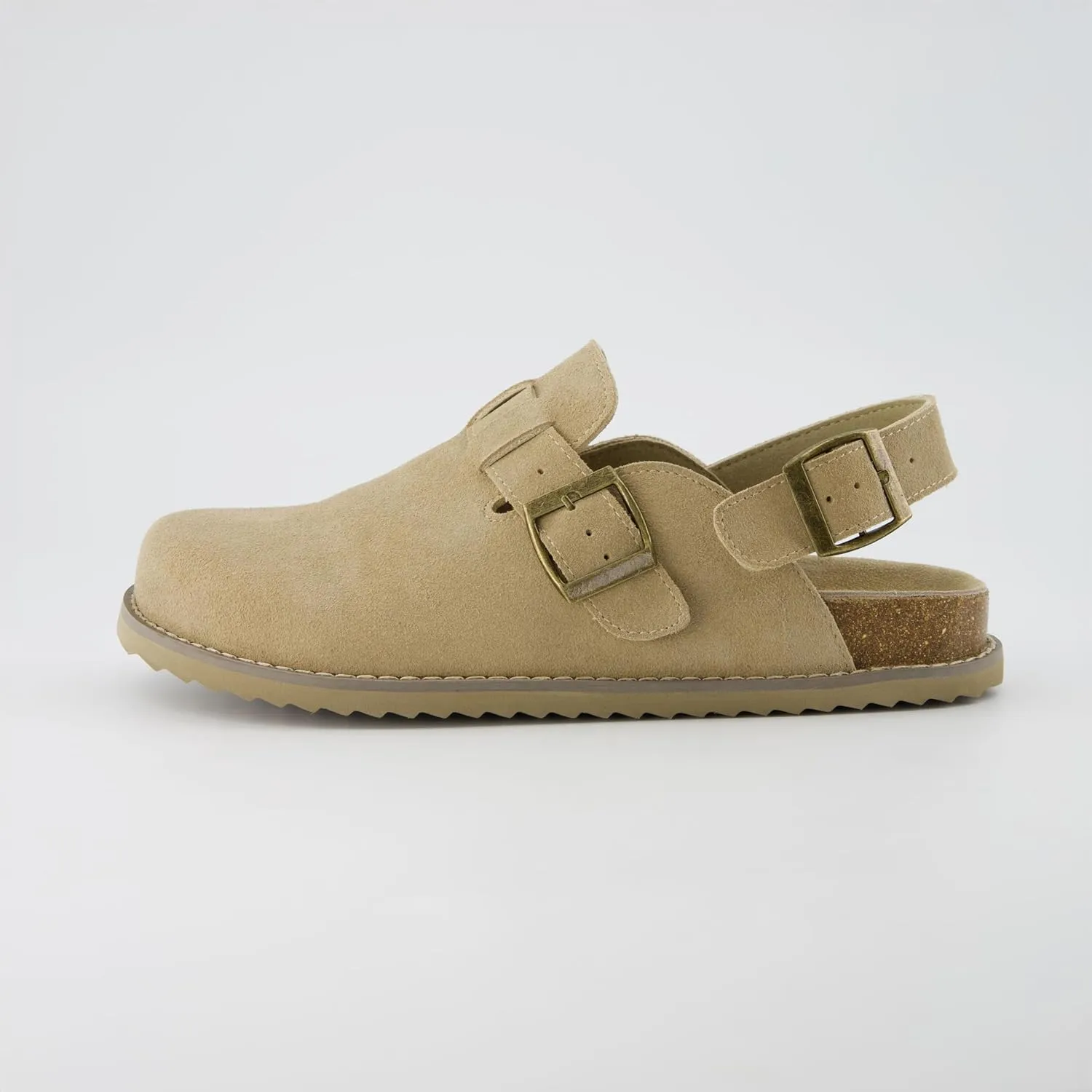 CUSHIONAIRE Brooklyn Women's Suede Clogs - Adjustable Slingback Clog Sandal with Buckle, Memory Foam, Wide Widths