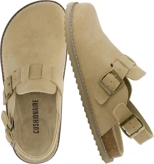 CUSHIONAIRE Brooklyn Women's Suede Clogs - Adjustable Slingback Clog Sandal with Buckle, Memory Foam, Wide Widths