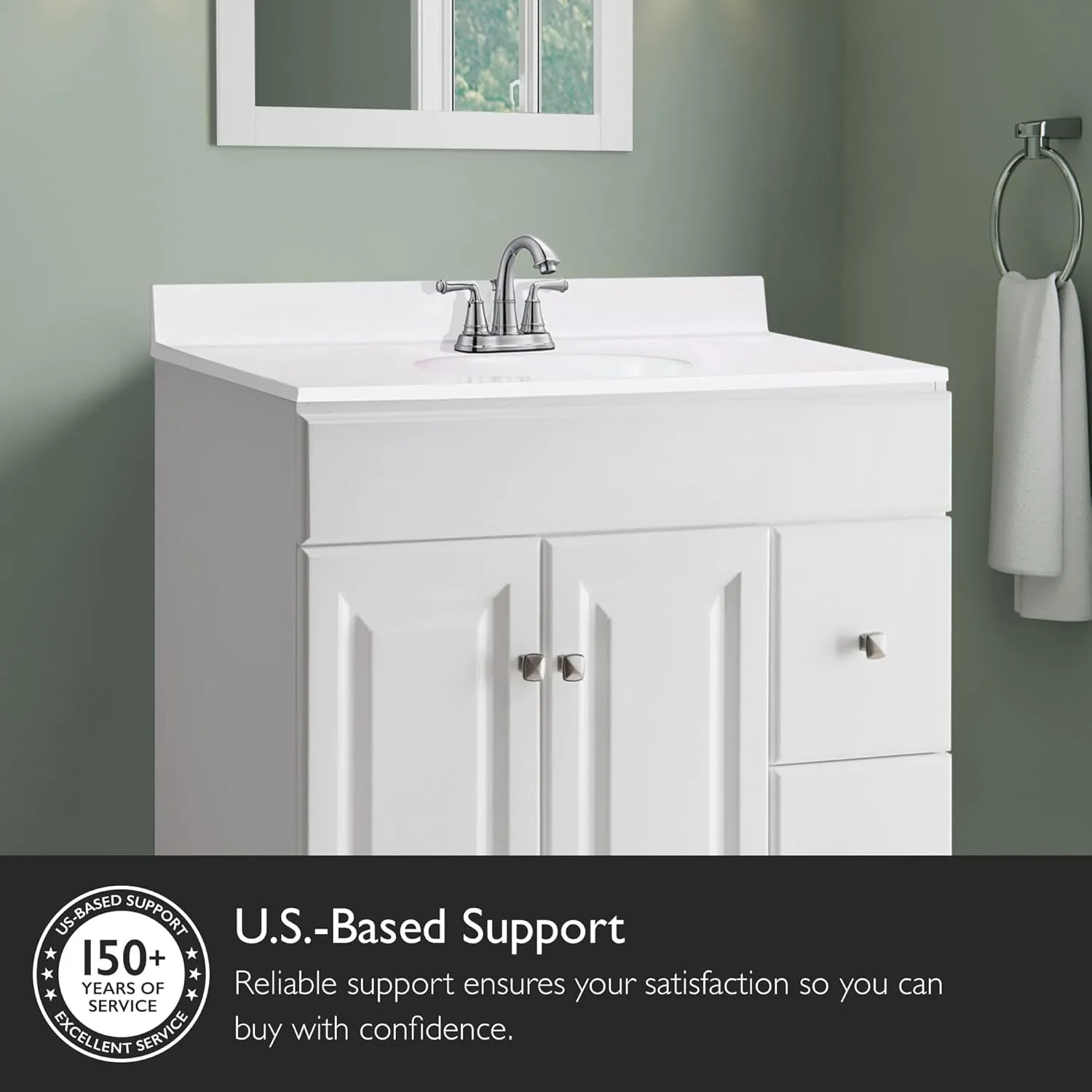 Design House 31 Inch Cultured Marble Vanity Top with Integrated Sink and Backsplash, White, Improved Package, 586198