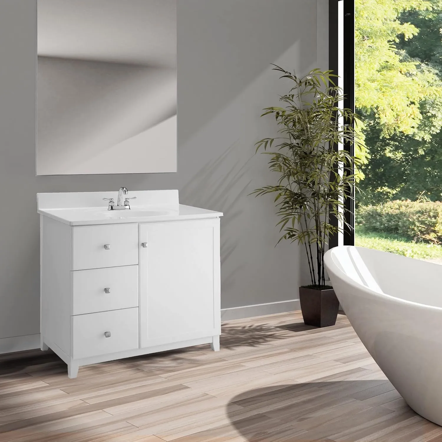 Design House 31 Inch Cultured Marble Vanity Top with Integrated Sink and Backsplash, White, Improved Package, 586198