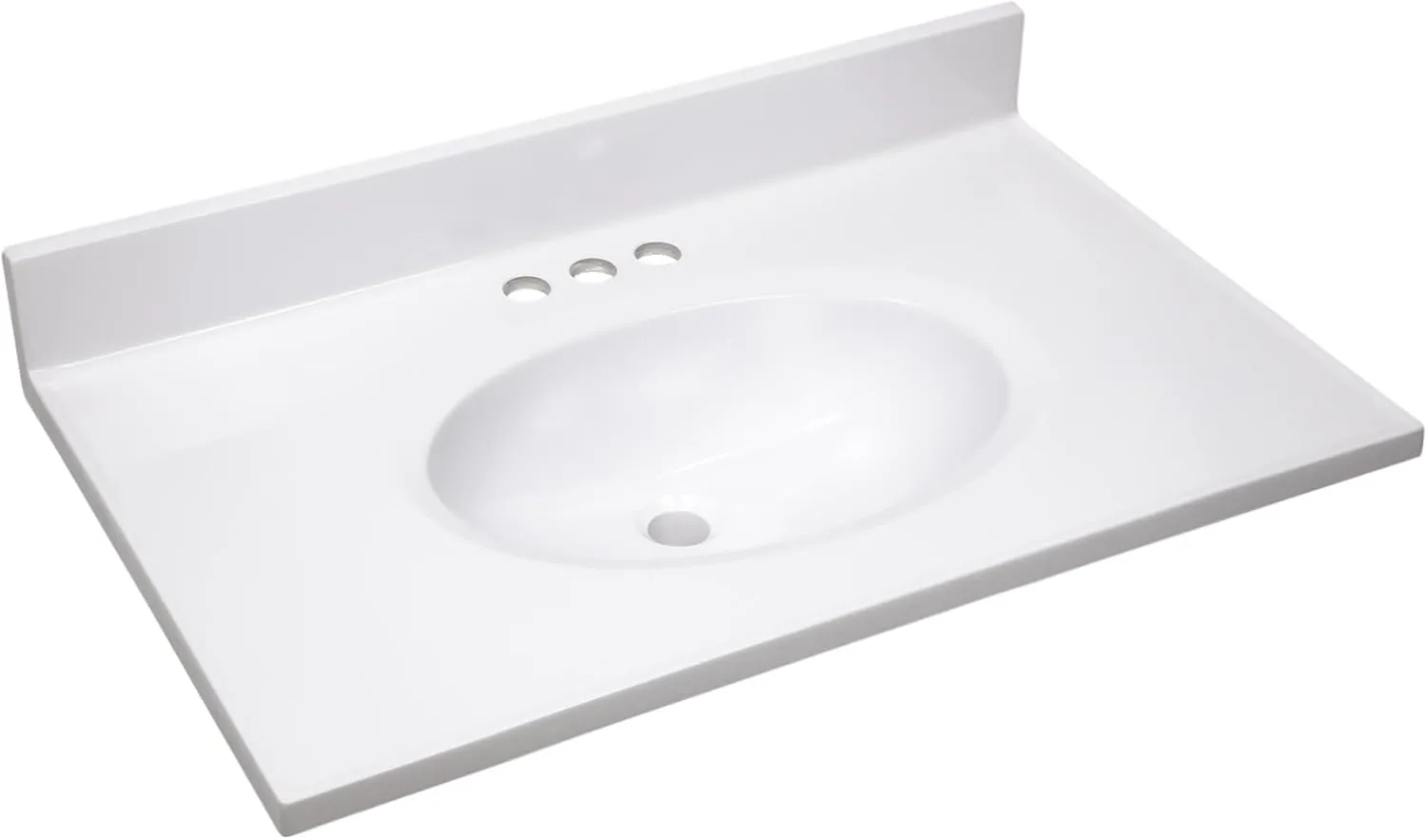 Design House 31 Inch Cultured Marble Vanity Top with Integrated Sink and Backsplash, White, Improved Package, 586198