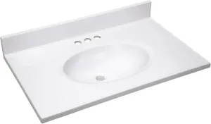 Design House 31 Inch Cultured Marble Vanity Top with Integrated Sink and Backsplash, White, Improved Package, 586198