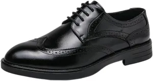 Dress Oxford Shoes for Men's Vintage Lace Up Office Wingtip Faux Leather Party Wedding Anti-Slip Classic