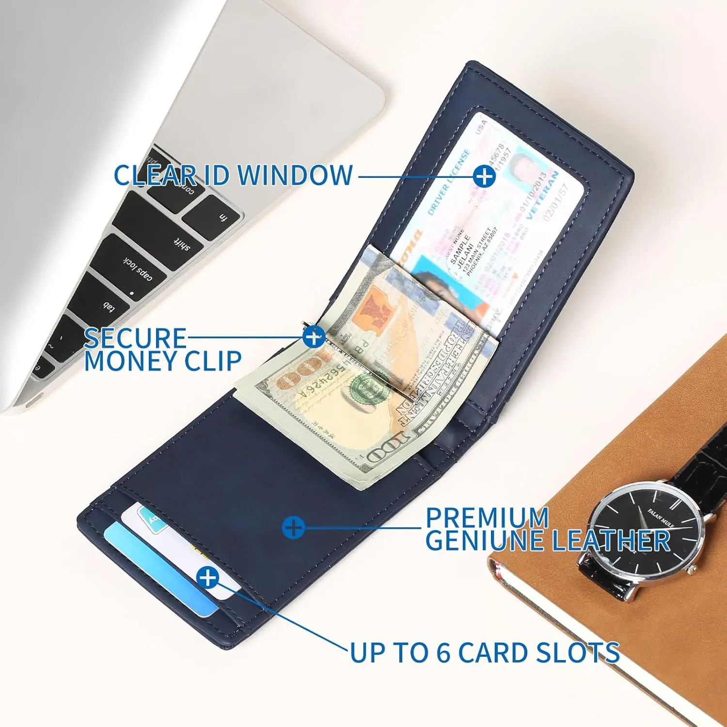 FALAN MULE Wallets for Men RFID Blocking Genuine Leather Bifold Minimalist Front Pocket Mens Wallet