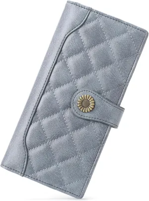 FALAN MULE Women Genuine Leather Wallet Large Capacity Bifold RFID Blocking Card Holder with Zipper Coin Pocket