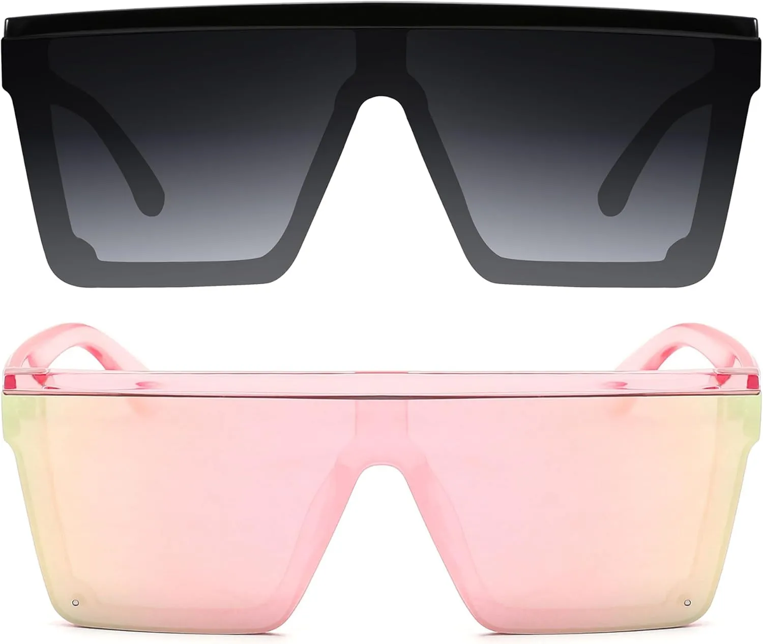 FEISEDY Oversized Sunglasses Mens Womens Flat Top Square Trendy Visor Shades UV400 B2470
