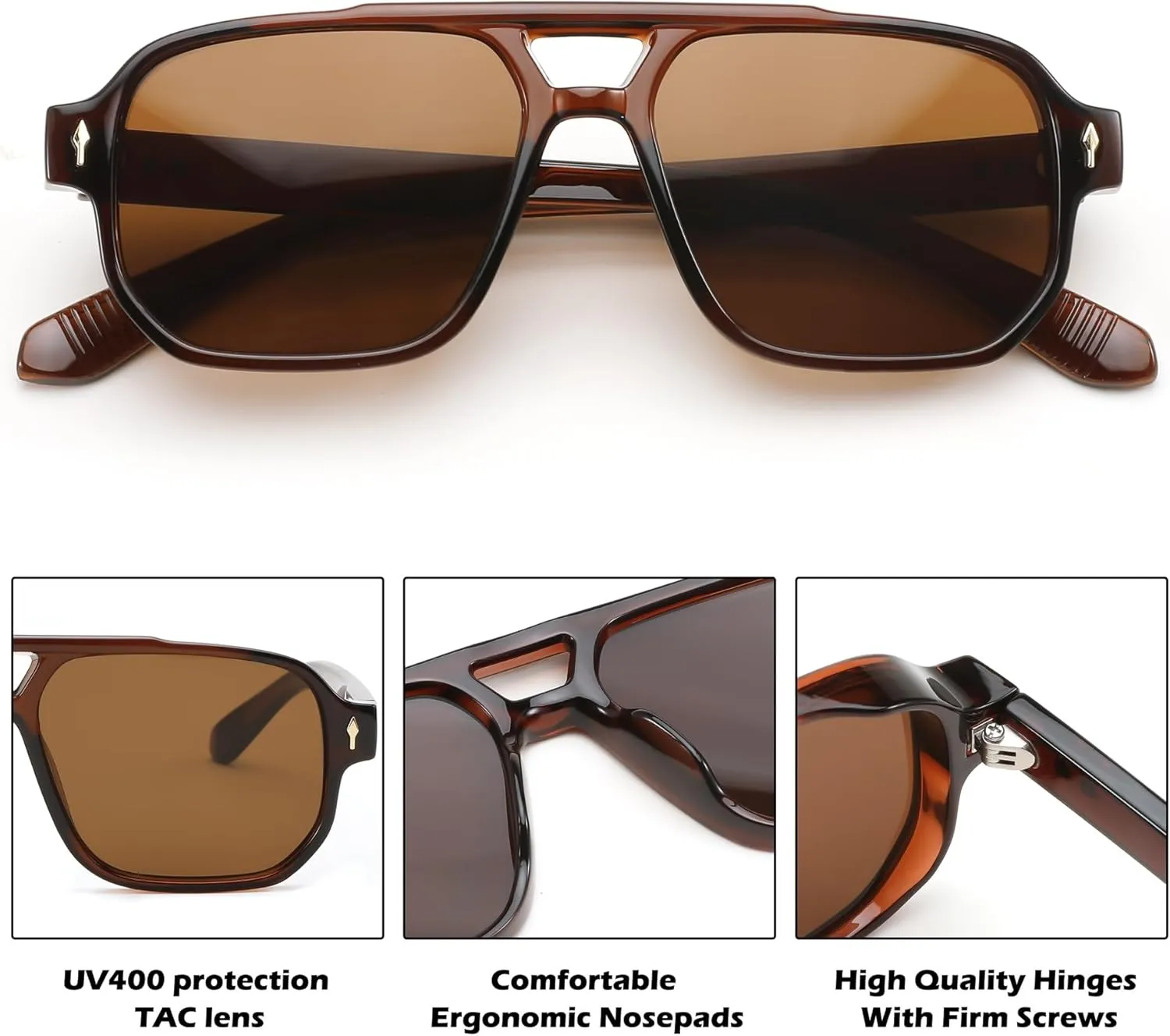 FEISEDY Retro Square Aviator Sunglasses Women Men, 70s Small Vintage Rectangle UV400 Sun Glasses B9120