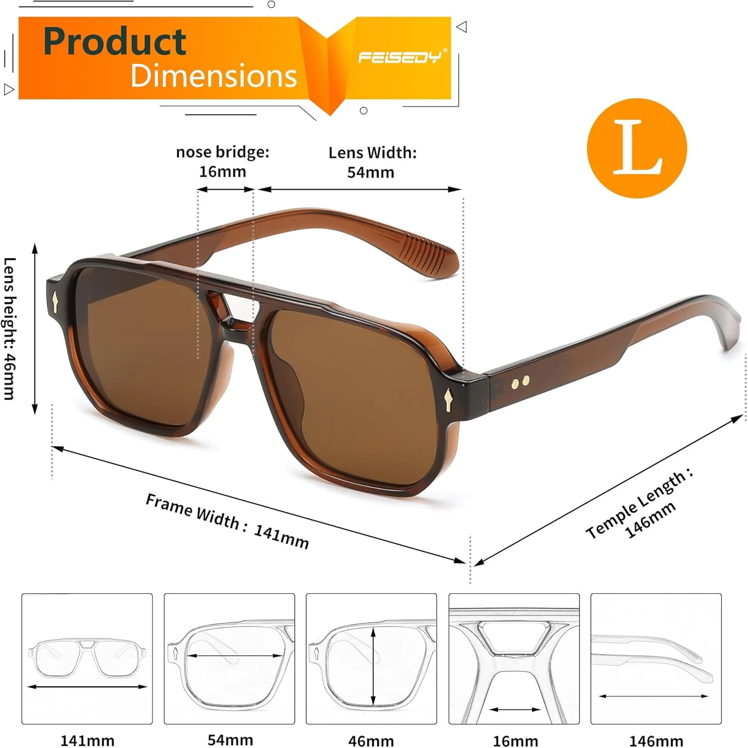FEISEDY Retro Square Aviator Sunglasses Women Men, 70s Small Vintage Rectangle UV400 Sun Glasses B9120