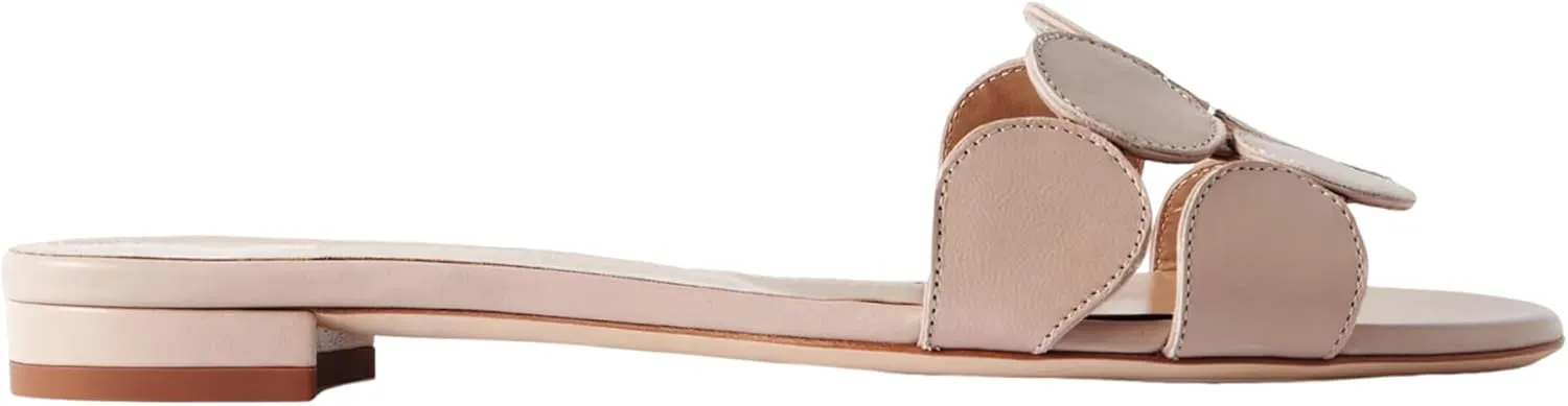 Flat Slide Sandals for Women Circle-Cut Open Toe Slip On Mule Sandals Casual Summer Dressy Flat Shoes