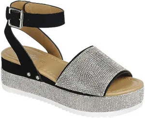 Forever Link Women Rhinestone Ankle Strap Crystal Platform Sandals-Luxury-96