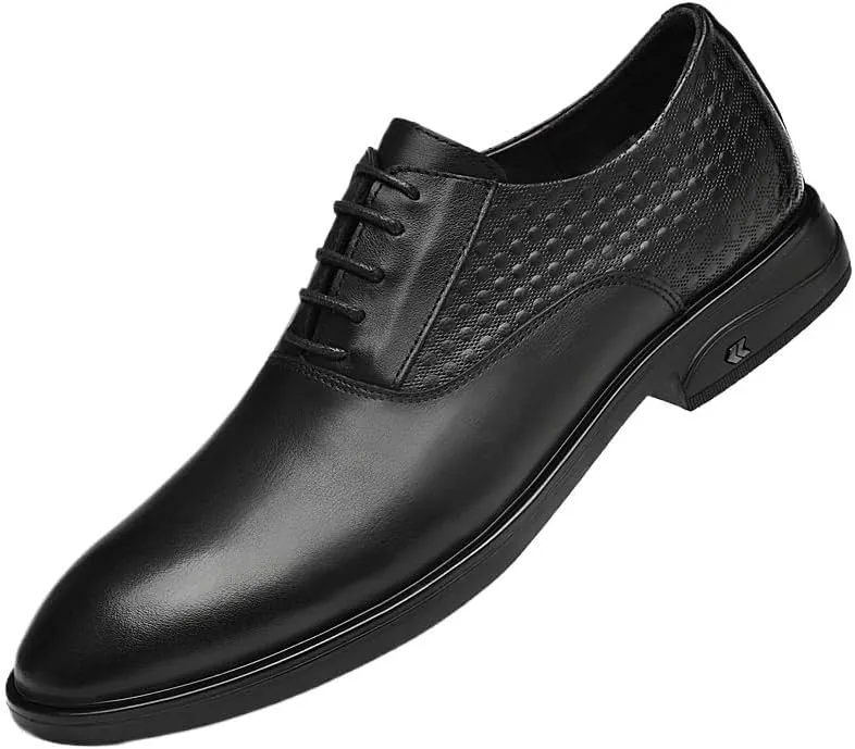 Formal Oxford Shoes for Men's Classic Lace Up Casual Breathable Calfskin Leather Non Slip Anti-Slip Prom Wedding