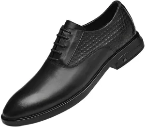 Formal Oxford Shoes for Men's Classic Lace Up Casual Breathable Calfskin Leather Non Slip Anti-Slip Prom Wedding