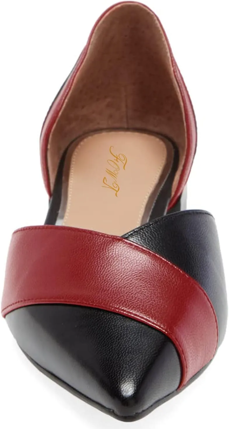 FOWT Women’s D'Orsay Ballet Flat Pointed Toe Side V Cut Low Heels Multicoloured Loafers Slip On Lightweight Driving Styles Shoes Casual Easy Work Daily Size 4-16 US