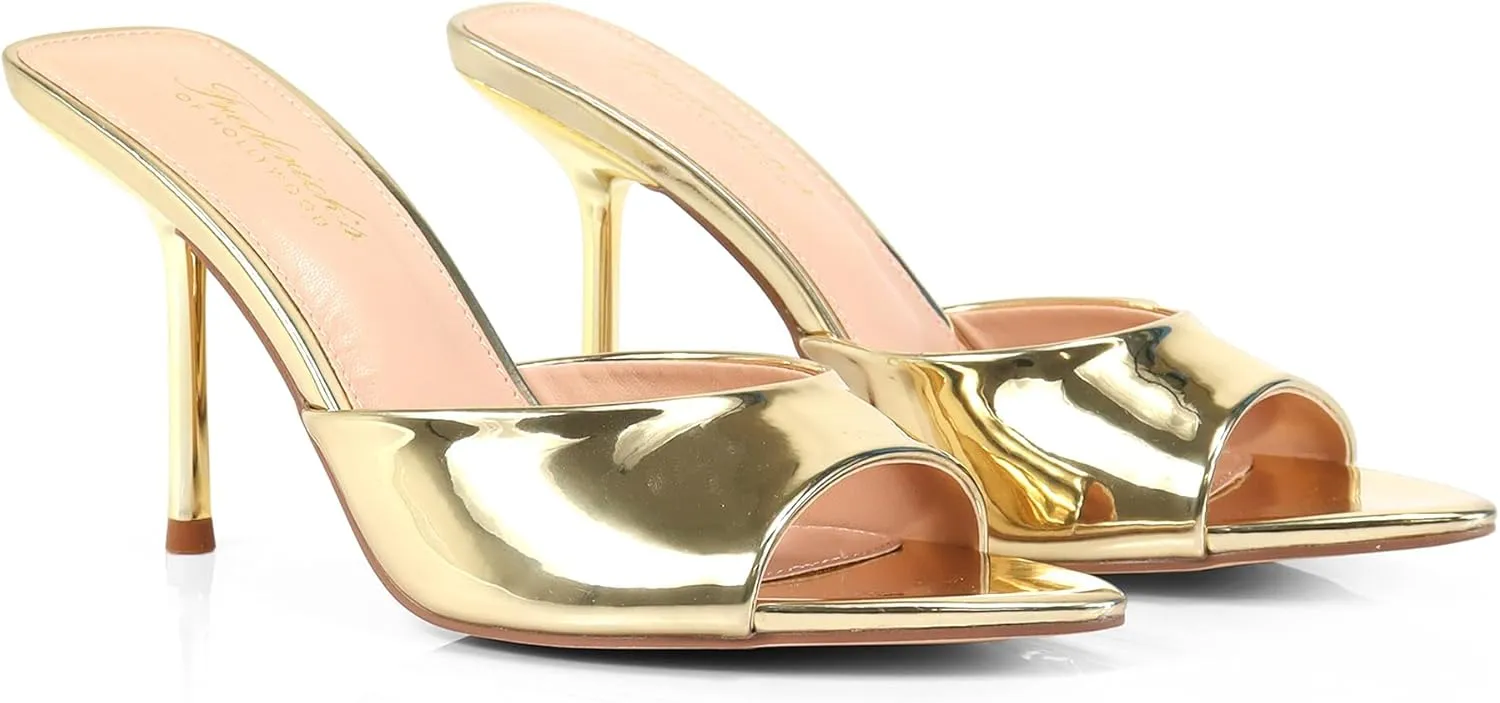 FREDERICK'S OF HOLLYWOOD PEEP Toe Mule W/Stiletto Heel, FOH-Shanya