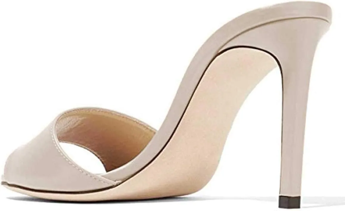 FSJ Women Casual Peep Toe Mule Sandals Stiletto High Heels Party Evening Shoe Size 4-15 M US