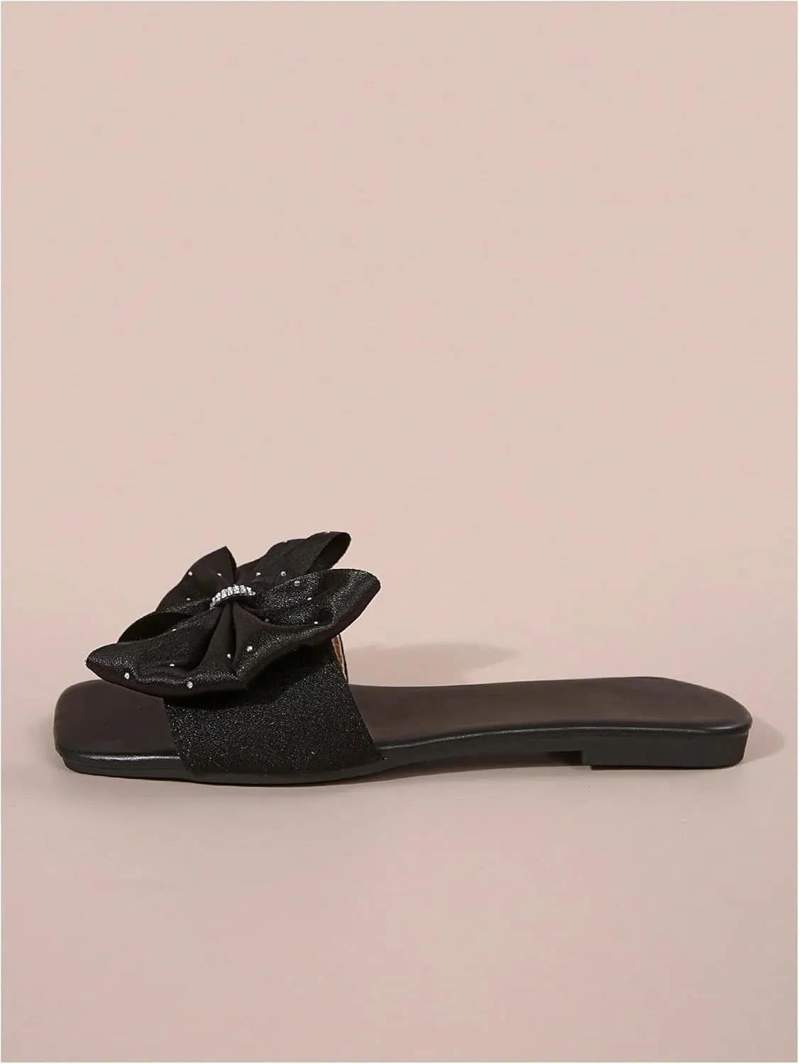 GORGLITTER Women's Bow Sandals Square Open Toe Slip on Dressy Summer Sandals