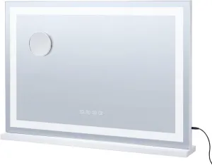 Happybuy Large Vanity Mirror, Lights, Bluetooth Speaker, Three Color Lighting Modes, 5X Magnification, USB, Smart Touch Control, Lighted Makeup LED Mirror, Desktop Wall-Mount, (31.5x21.7in), White