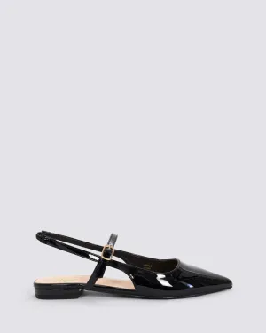 HIATUS SLINGBACK FLATS BLACK PATENT