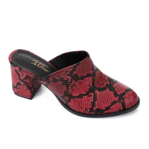 High Heel Mule Sandals – Elegant Pointed Toe, Faux Leather Texture