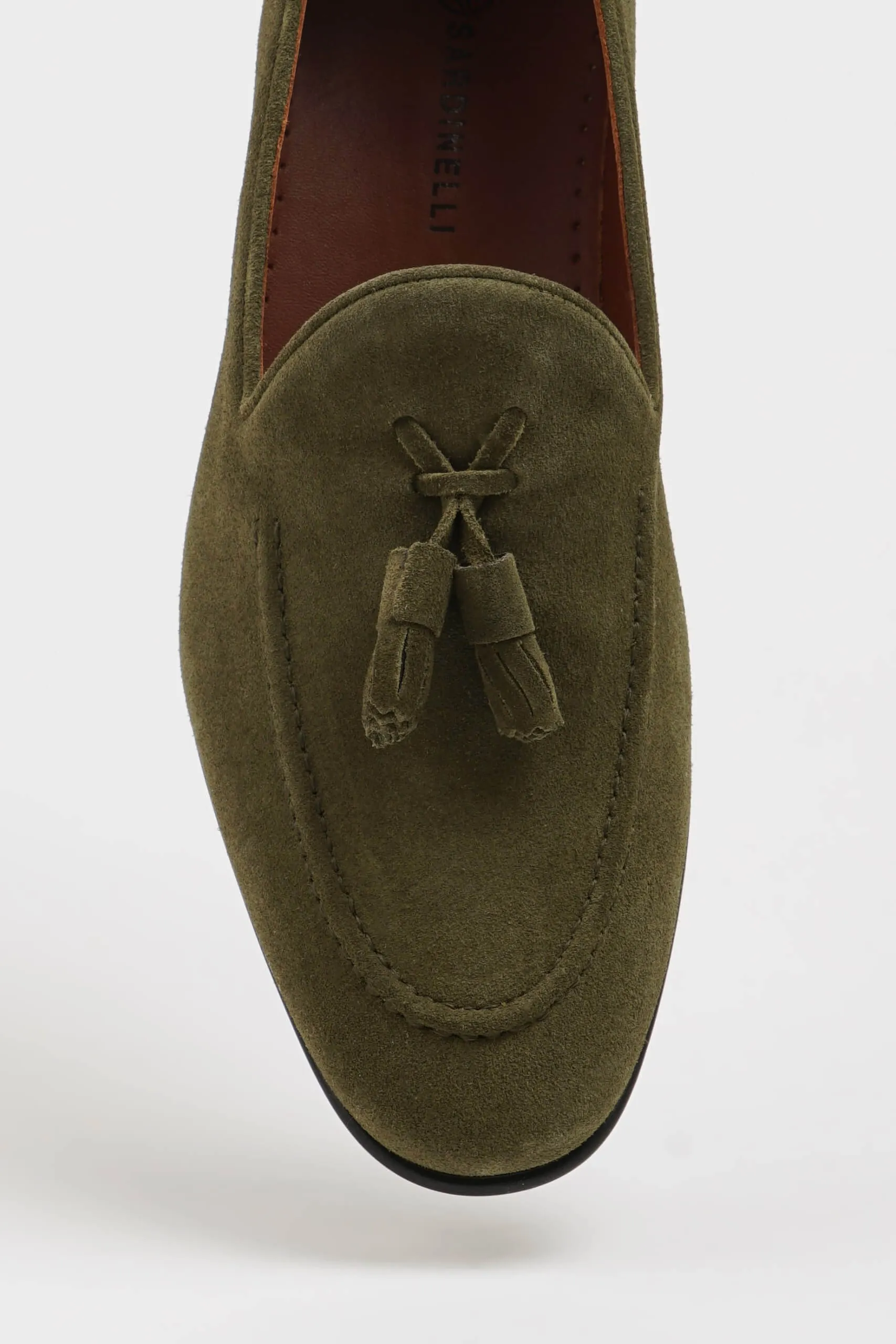 HolloShoe Khaki Suede Tassel Loafers