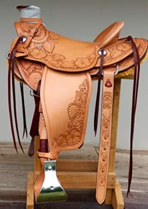 Horse Saddles Wade Tree A Fork Work Ranch Roping Roper Handmade Premium Leather Western Equestrian Trail Tack Saddle for Horse Riding Size: 10-18 inches Seat Available WOR282