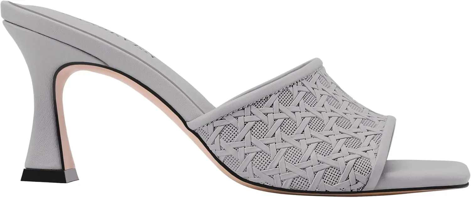 JANSEVEN Woven Sandals for Women Mid Heeled Mules Square Open Toe with Kitten Heel Dress Shoes Braided Mule Sandal Stiletto Mid Heels