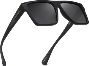 JIM HALO Retro Polarized Sunglasses Men Women Flat Top Square UV400 Glasses for Driving Fishing Hiking Golfing