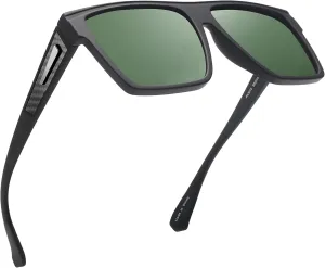 JIM HALO Retro Polarized Sunglasses Men Women Flat Top Square UV400 Glasses for Driving Fishing Hiking Golfing