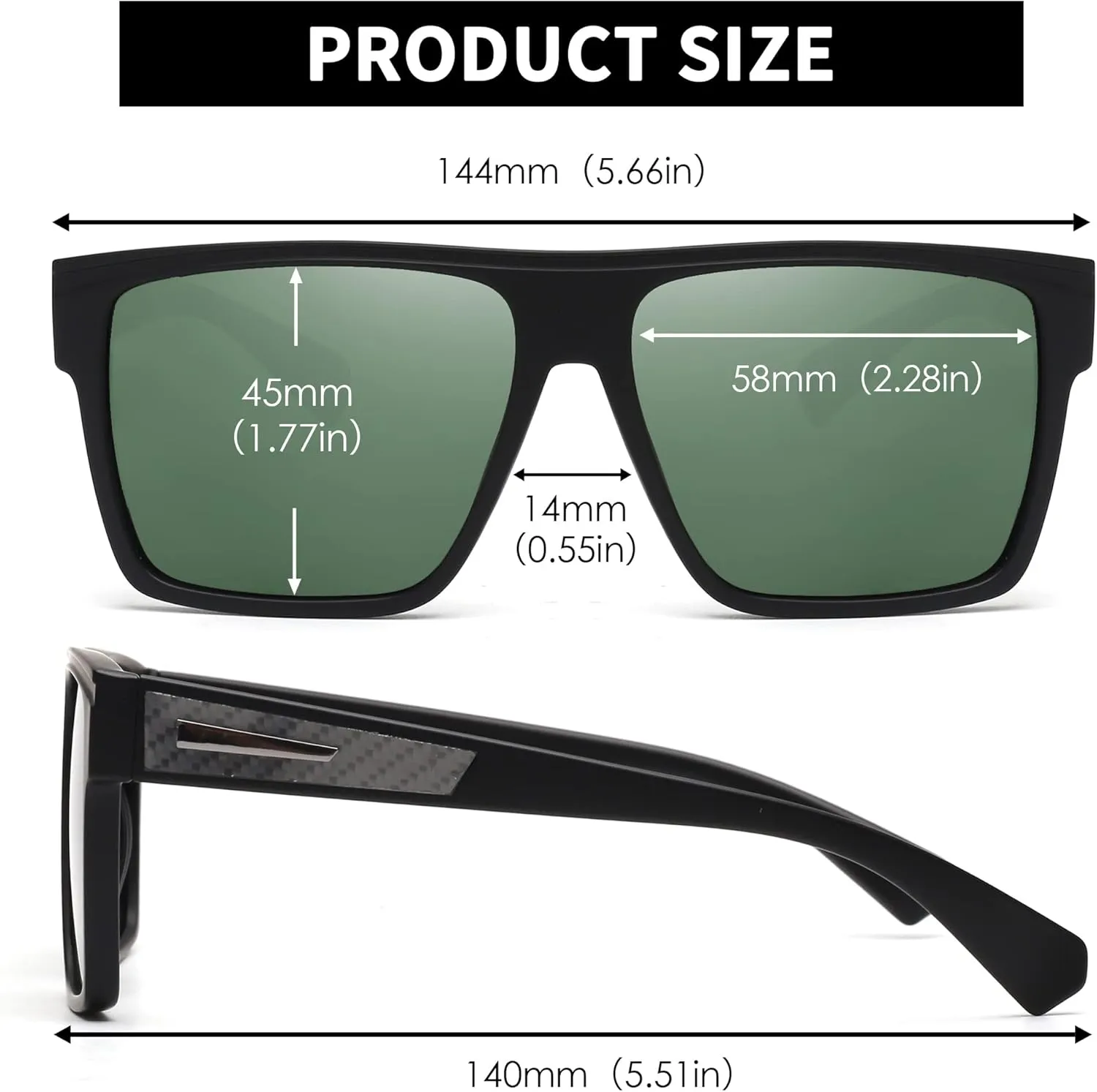 JIM HALO Retro Polarized Sunglasses Men Women Flat Top Square UV400 Glasses for Driving Fishing Hiking Golfing