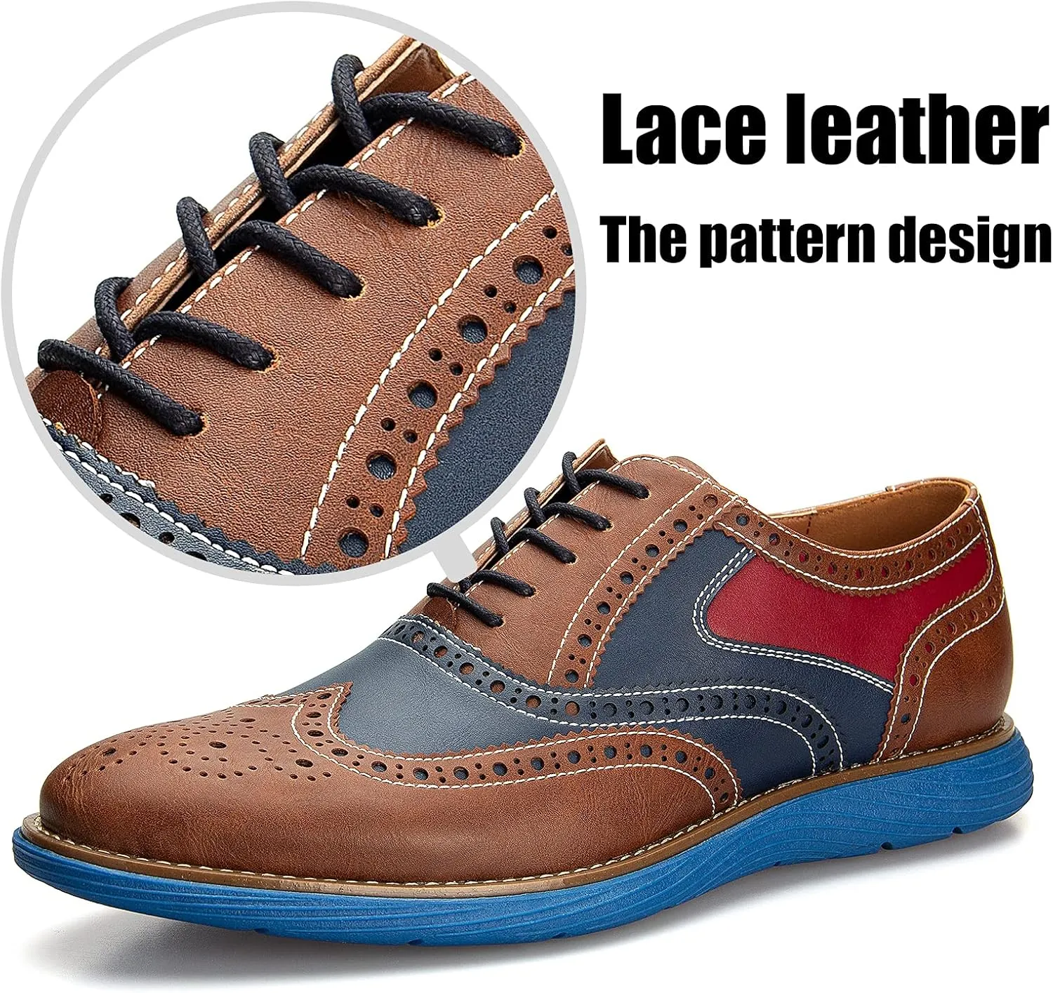 JITAI Men's Oxford Shoes,Dress Shoes Lace-up Wingtip Brogue Shoe Mens Lightweight Fashion Shoes.