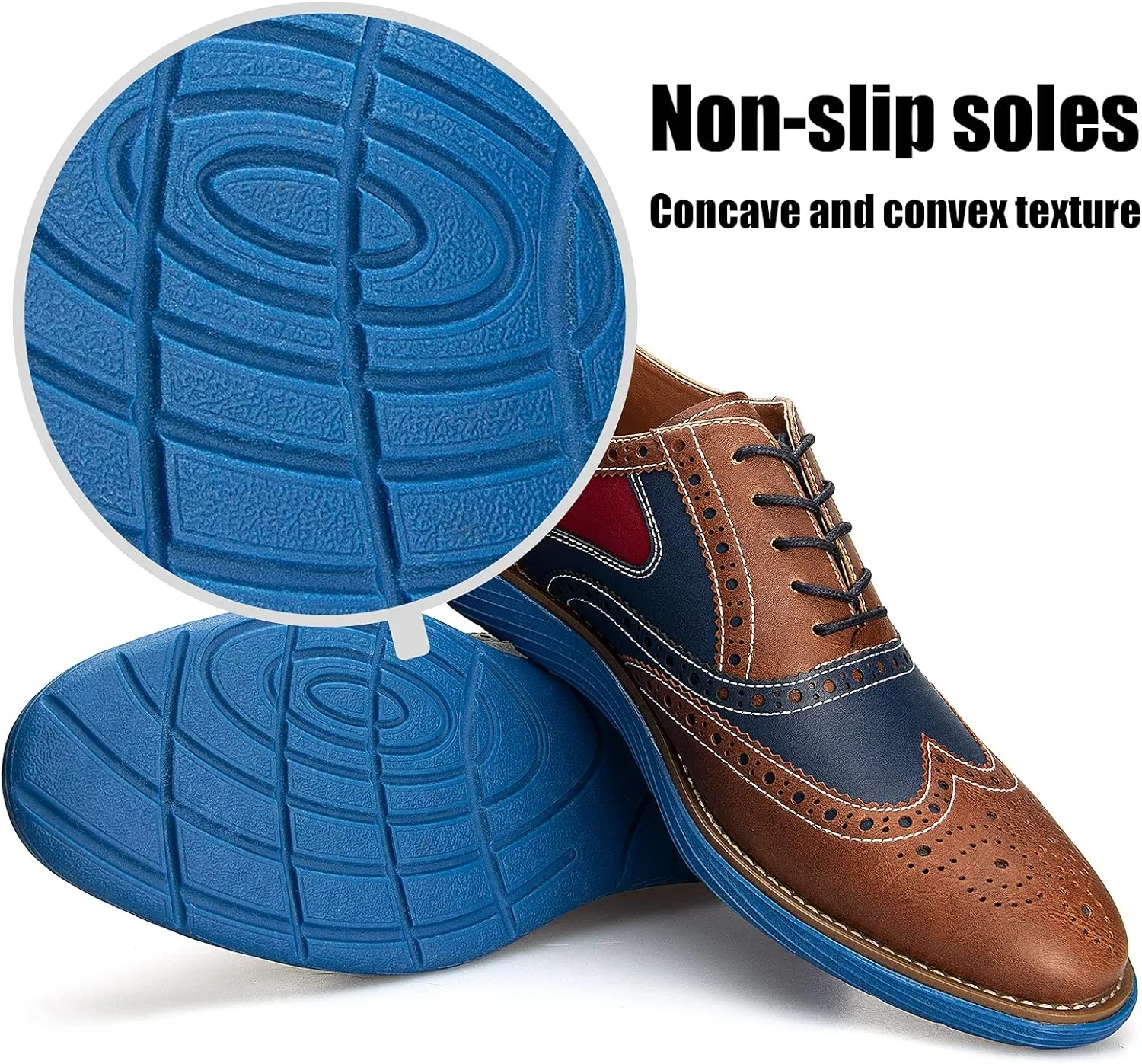 JITAI Men's Oxford Shoes,Dress Shoes Lace-up Wingtip Brogue Shoe Mens Lightweight Fashion Shoes.