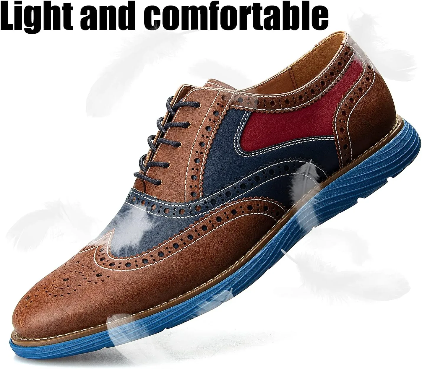 JITAI Men's Oxford Shoes,Dress Shoes Lace-up Wingtip Brogue Shoe Mens Lightweight Fashion Shoes.