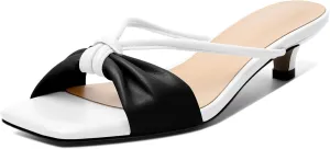 Joseywade Mules Heels for Women Low Kitten Heels Sandals Square Open Toe 1.4 Inches Fashion Summer Pumps Shoes Dress Party Event Prom Casual