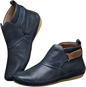 Ladmiple Cowgirl Boots Women Short Booties Western Round Toe Fashion Pull On Cowboy Ankle Boots Walking Shoes For Ladies