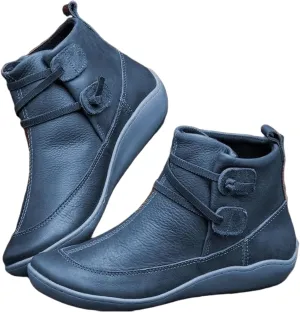 Lausiuoe Boots For Women Ankle Booties Flat Short Booties Ladies Western Casual Dressy Elegant Wide Width Boot Pull-On