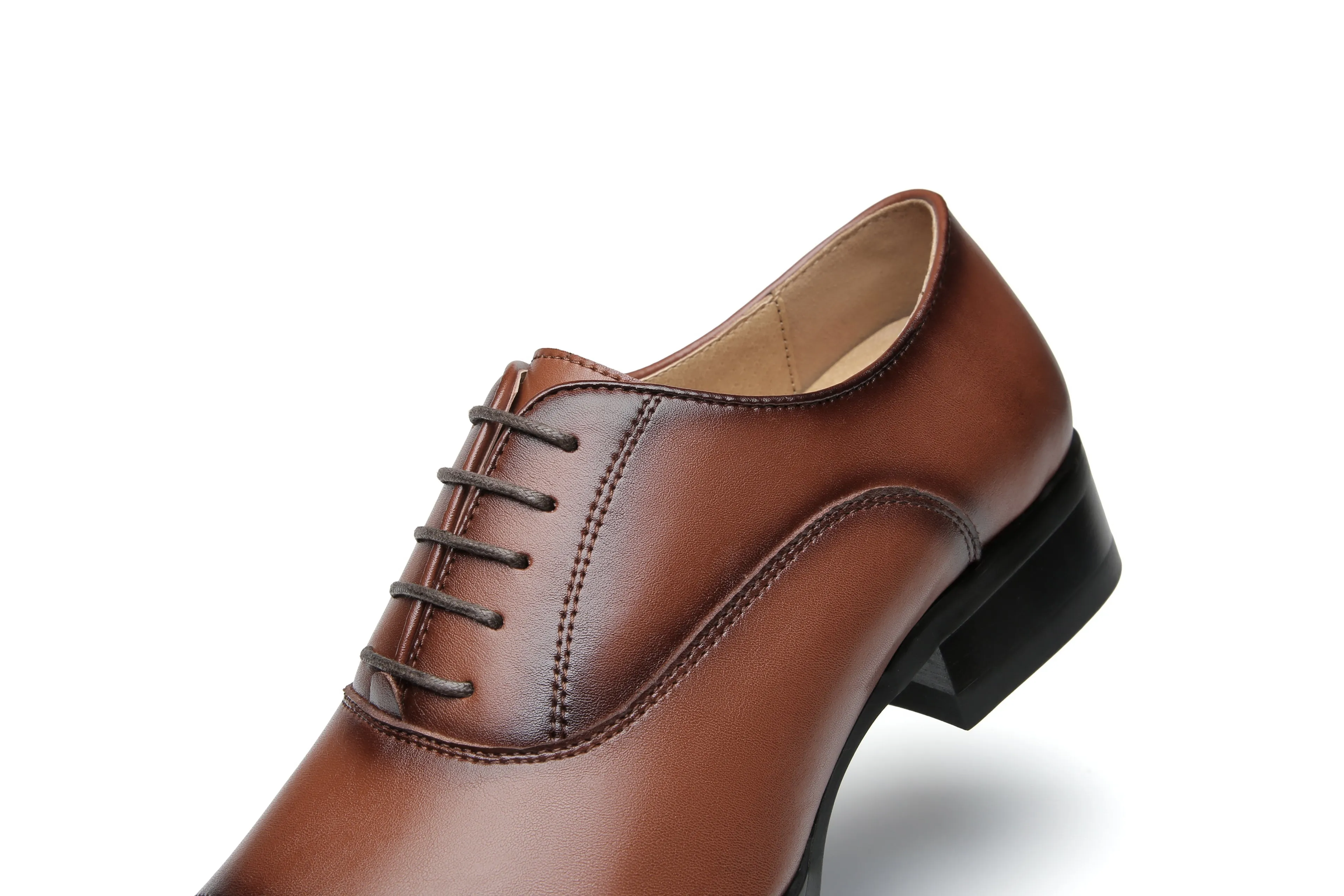 Leather Lace-Up Oxford Shoes (Brown)