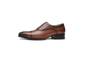 Leather Lace-Up Oxford Shoes (Brown)