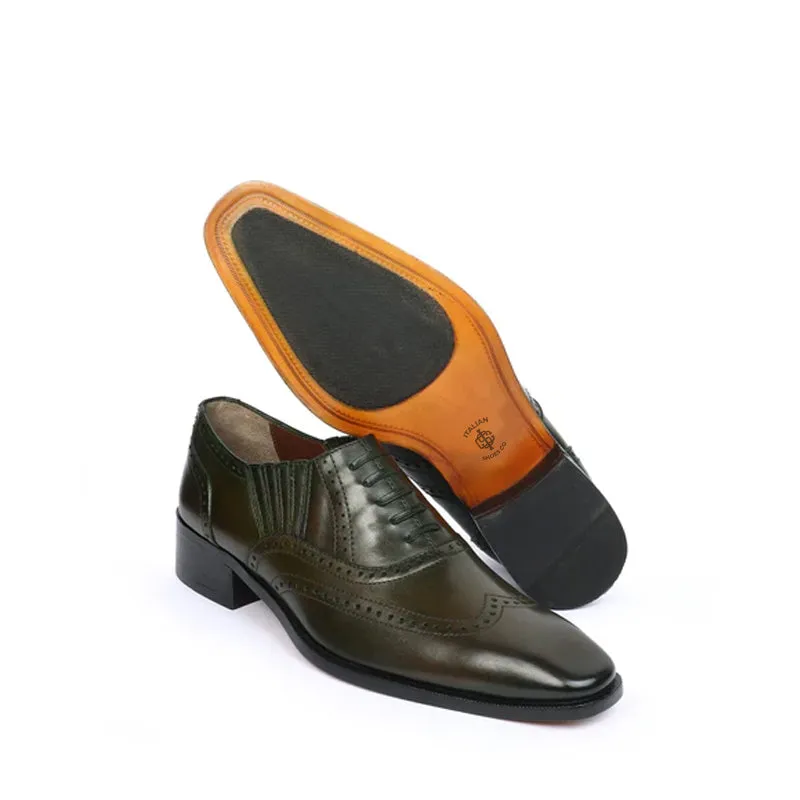 Leather Square Toe Lace-Up Oxford Shoes