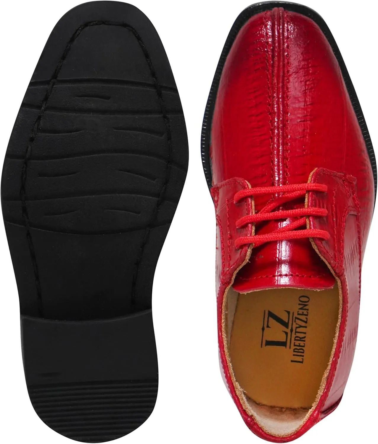 LIBERTYZENO Kids Animal Print Genuine Leather Kids & Toddlers Lace Up Oxford Dress Shoes for Prom Graduation