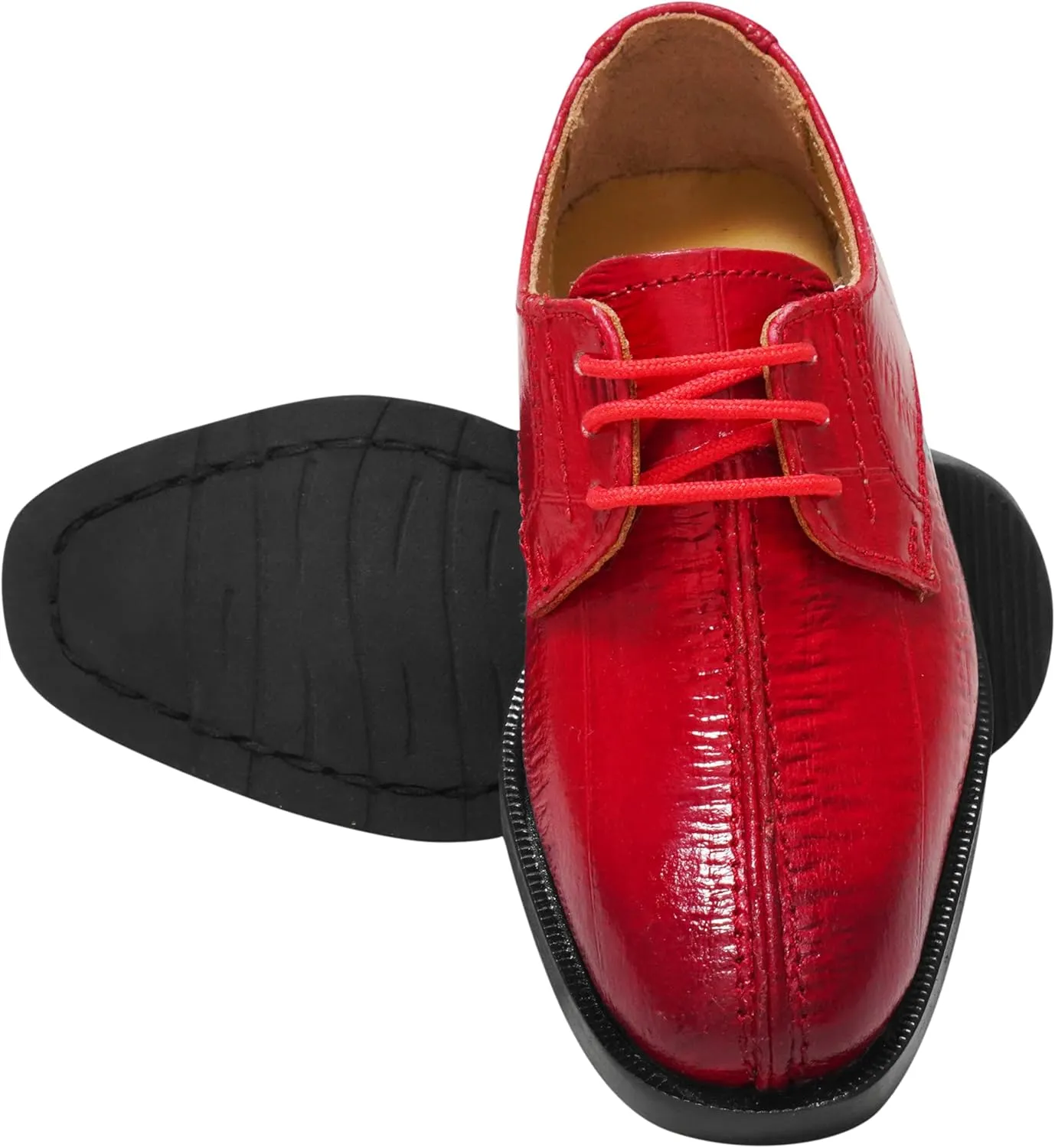 LIBERTYZENO Kids Animal Print Genuine Leather Kids & Toddlers Lace Up Oxford Dress Shoes for Prom Graduation
