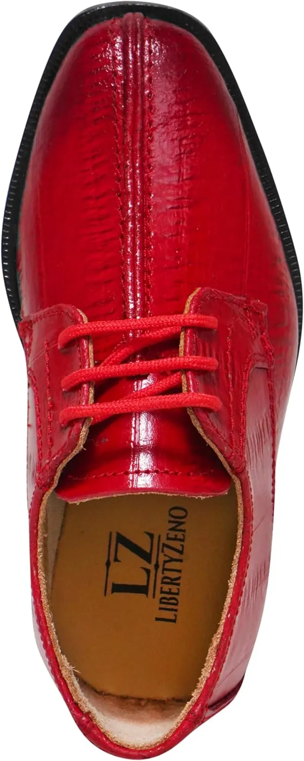 LIBERTYZENO Kids Animal Print Genuine Leather Kids & Toddlers Lace Up Oxford Dress Shoes for Prom Graduation