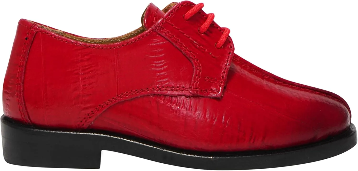LIBERTYZENO Kids Animal Print Genuine Leather Kids & Toddlers Lace Up Oxford Dress Shoes for Prom Graduation