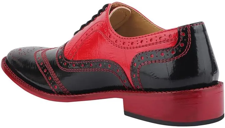 LIBERTYZENO Mens Animal Print Genuine Leather Lace Up Oxford Dress Shoes