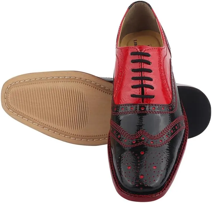 LIBERTYZENO Mens Animal Print Genuine Leather Lace Up Oxford Dress Shoes