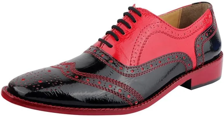 LIBERTYZENO Mens Animal Print Genuine Leather Lace Up Oxford Dress Shoes