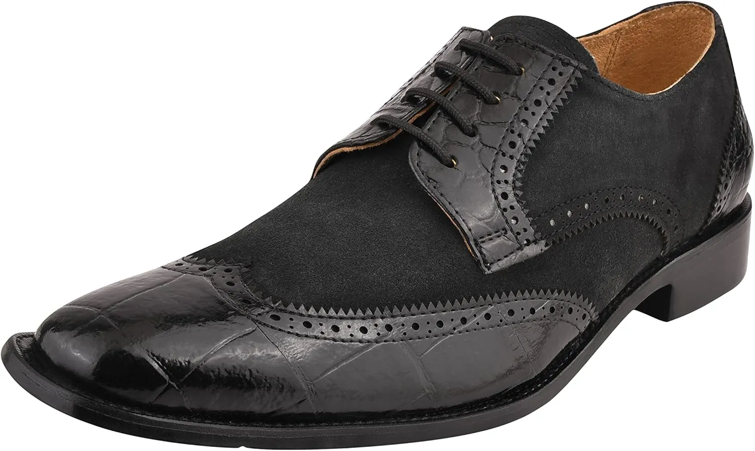 LIBERTYZENO Mens Genuine Leather Adults Wingtip Lace Up Oxford Dress Shoes for Prom Graduation
